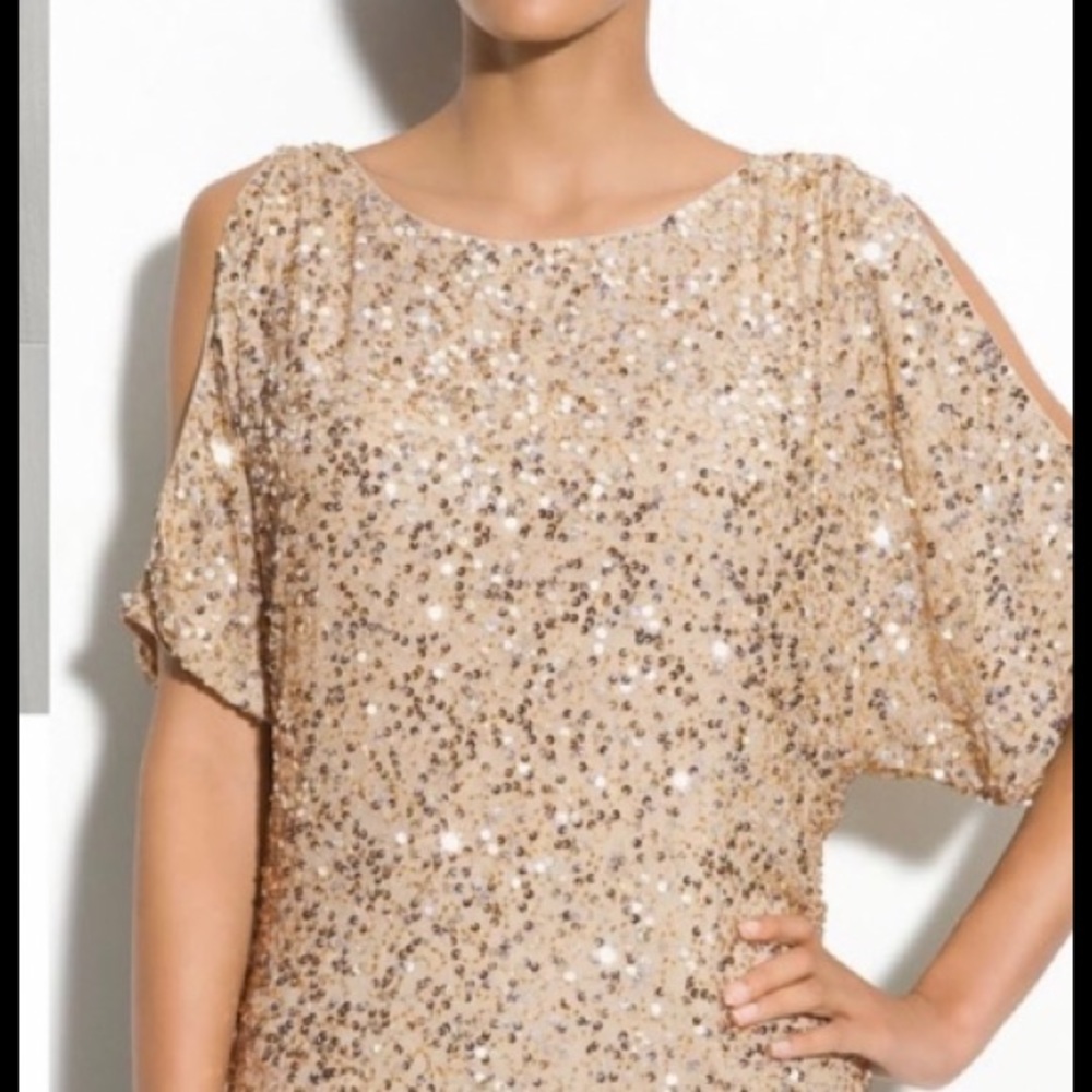 Adrianna Papell cold shoulder sequins top